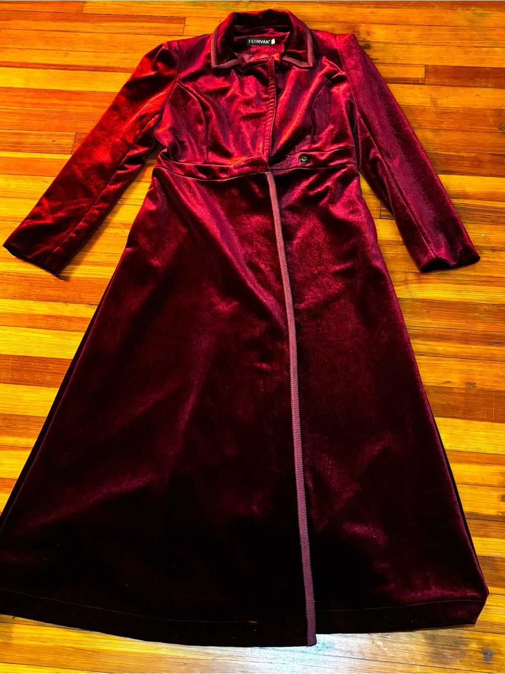 Burgundy Velvet Long Sleeve Maxi Dress